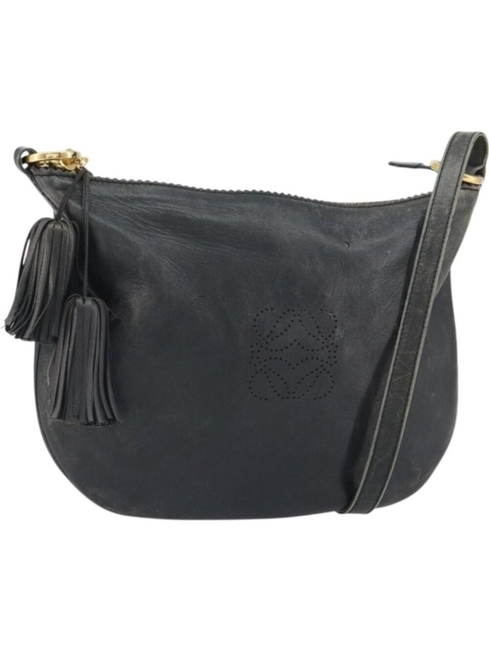 LOEWE Shoulder Bag Leather Black Gold